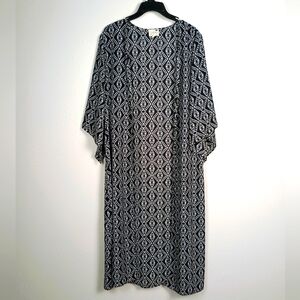 L.A Hearts Geometric Kaftan Kimono Cardigan | Women Large | Black & White